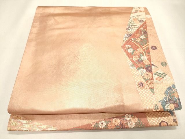 平和屋着物◎六通太鼓柄袋帯 裂取慶長文様 金糸 逸品 CAAI0061oy