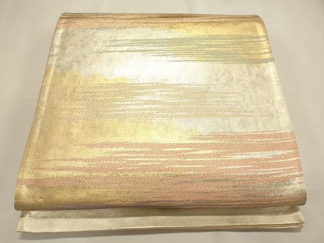 平和屋着物◎六通柄袋帯 霞文 金糸 逸品 CAAI0065oy