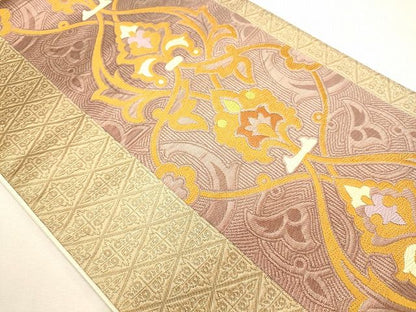平和屋着物◎六通柄袋帯 吉祥花文 逸品 CAAI0118oy