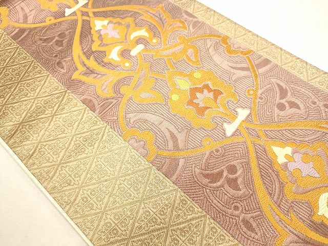 平和屋着物◎六通柄袋帯 吉祥花文 逸品 CAAI0118oy