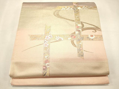 平和屋着物◎太鼓柄袋帯 吉祥花文 金糸 逸品 CAAI0130oy