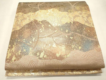 平和屋着物◎六通柄袋帯 流水花唐草文 金糸 逸品 CAAI0106oy