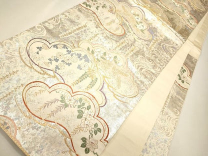 平和屋着物◎六通柄袋帯 松藤流水 金銀糸 引箔 逸品 CAAI0138oy