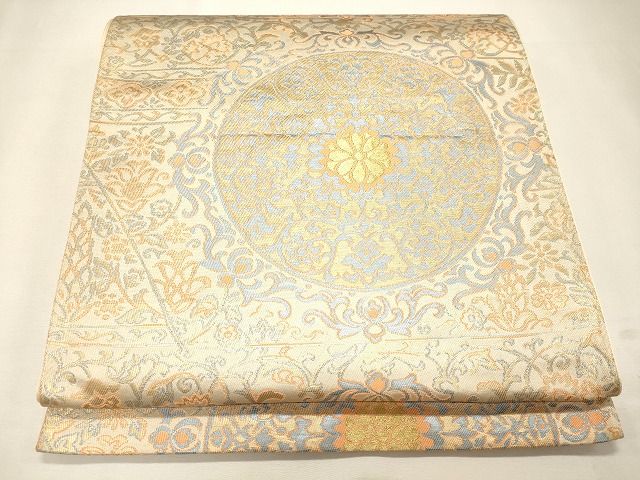 平和屋着物◎六通柄袋帯 花唐草丸文 金糸 逸品 CAAI0136oy
