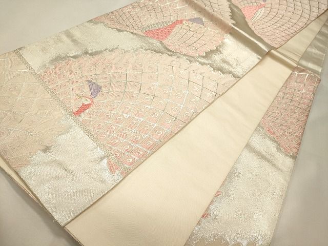 平和屋着物◎六通柄袋帯 孔雀文 金銀糸 松坂屋扱い 逸品 CAAI0162oy