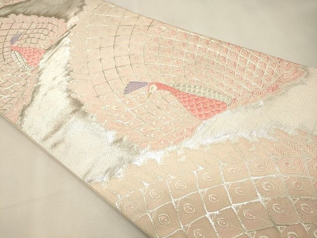 平和屋着物◎六通柄袋帯 孔雀文 金銀糸 松坂屋扱い 逸品 CAAI0162oy