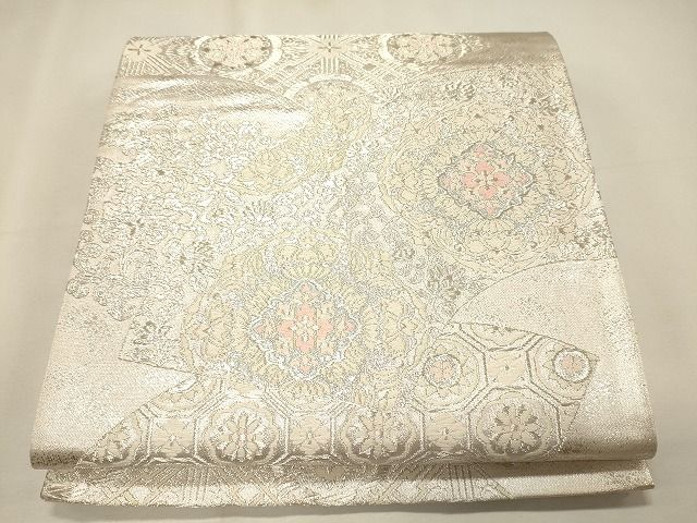 平和屋着物◎六通柄袋帯 地紙花唐草文 銀糸 逸品 CAAI0189oy