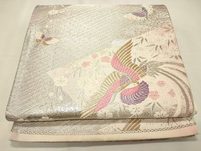 平和屋着物◎六通柄袋帯 鳳凰花蝶文 金銀糸 逸品 CAAI0185oy