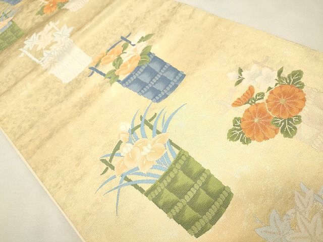 平和屋着物◎六通柄袋帯 花籠文 金銀糸 逸品 CAAI0198oy