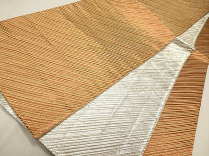 平和屋着物◎両面 全通柄袋帯 斜線文 金糸 逸品 CAAI0203oy