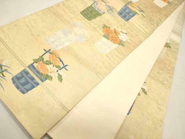 平和屋着物◎六通柄袋帯 花籠文 金銀糸 逸品 CAAI0198oy