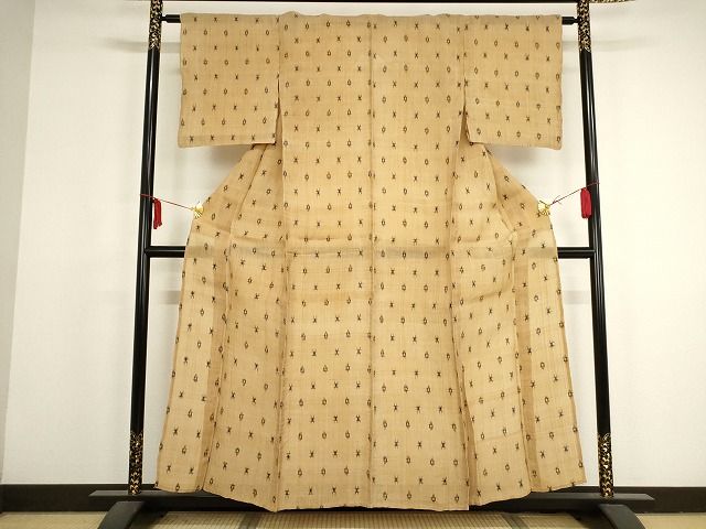 平和屋本店■極上　夏物　芭蕉布　手積み芭蕉糸100％　井桁絣　逸品　KAAA1700kk4