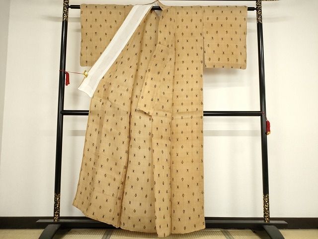平和屋本店■極上　夏物　芭蕉布　手積み芭蕉糸100％　井桁絣　逸品　KAAA1700kk4