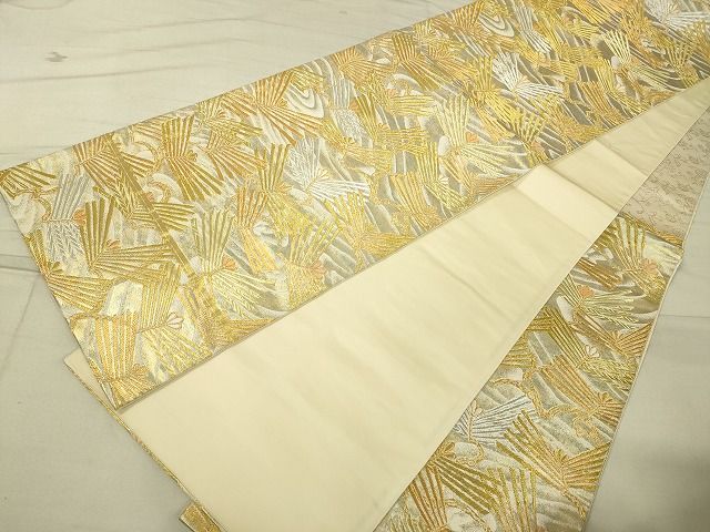 平和屋着物■六通柄袋帯 松葉文 金銀糸 引箔 逸品 DAAI4619du