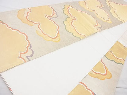 平和屋着物◎六通柄袋帯 唐織 雲重ね文 紅彩本銀三重箔 逸品 BAAJ9851cm