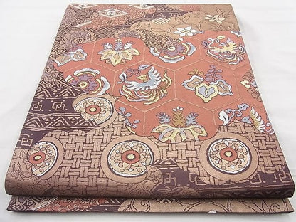 平和屋着物◎西陣 六通柄袋帯 花鳥文 金糸 逸品 BAAJ9849cm