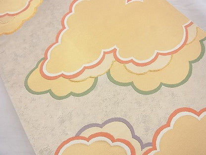 平和屋着物◎六通柄袋帯 唐織 雲重ね文 紅彩本銀三重箔 逸品 BAAJ9851cm