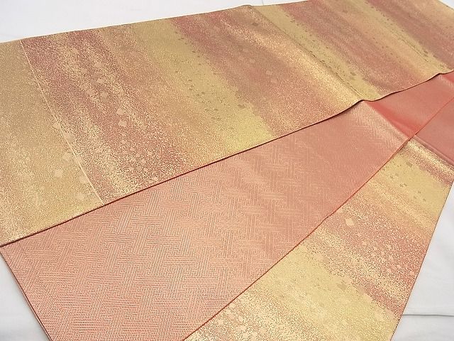 平和屋着物◎佐賀錦 六通柄袋帯 箔散らし文様 金糸 逸品 BAAJ9842cm