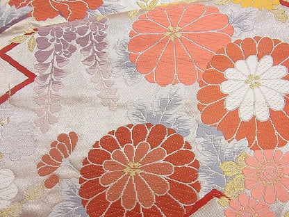 平和屋着物◎六通柄袋帯 唐織 松皮菱吉祥文 金糸 逸品 BAAJ9862cm