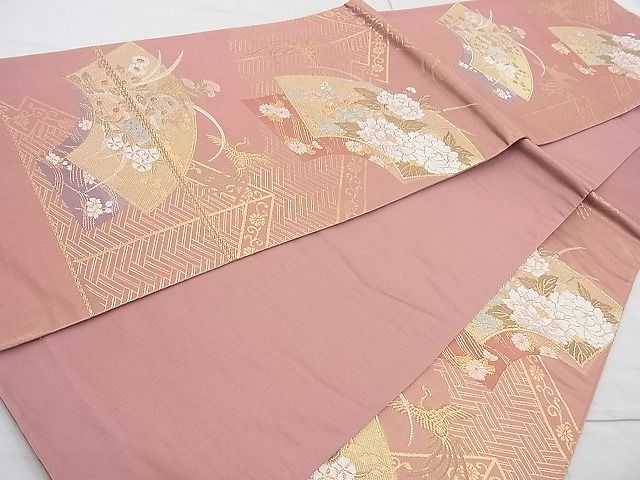 平和屋着物◎六通柄袋帯 唐織 地紙花文 金糸 逸品 BAAJ9870cm