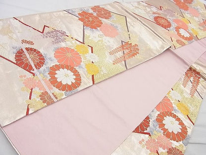 平和屋着物◎六通柄袋帯 唐織 松皮菱吉祥文 金糸 逸品 BAAJ9862cm
