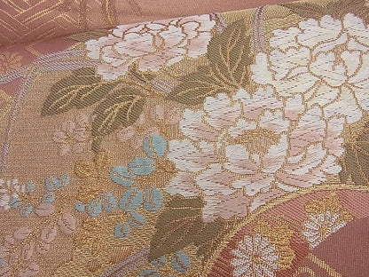 平和屋着物◎六通柄袋帯 唐織 地紙花文 金糸 逸品 BAAJ9870cm