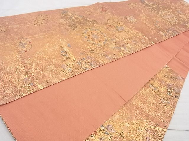 平和屋着物◎六通柄袋帯 天笠唐草華文 金糸 逸品 BAAJ9876cm