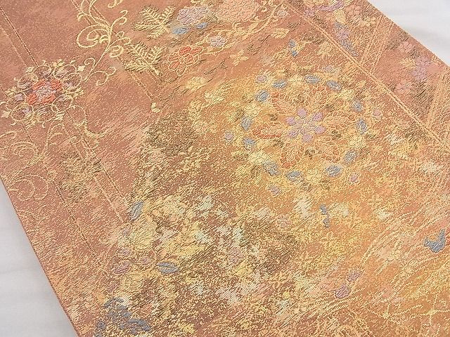 平和屋着物◎六通柄袋帯 天笠唐草華文 金糸 逸品 BAAJ9876cm