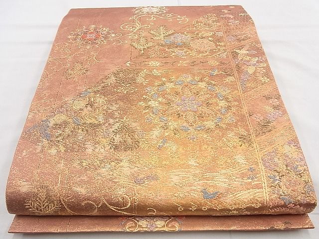 平和屋着物◎六通柄袋帯 天笠唐草華文 金糸 逸品 BAAJ9876cm