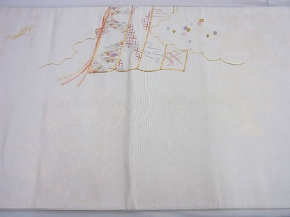 平和屋着物◎太鼓柄袋帯 几帳花文 金糸 逸品 BAAK6008cm