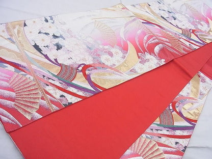 平和屋着物◎六通柄袋帯 唐織 束ね熨斗花文 金銀糸 逸品 BAAJ9892cm