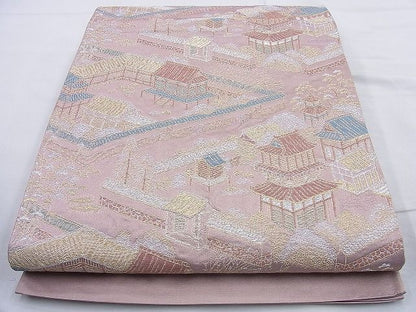 平和屋着物◎六通柄袋帯 風景文 金糸 逸品 BAAK6011cm