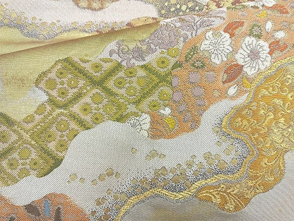 平和屋着物◎六通柄袋帯 唐織 道長花文 絵面箔 逸品 BAAK6060cm