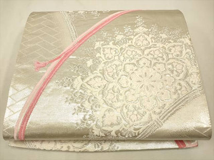 平和屋着物◎六通柄袋帯 正倉院花文 銀糸 逸品 CAAH5640qe