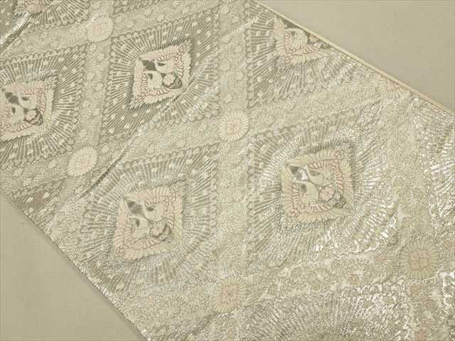 平和屋着物◎西陣 六通柄袋帯 向かい鳥花文 銀糸 逸品 CAAH5639qe