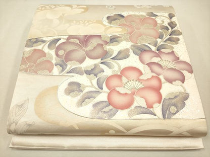 平和屋着物◎六通太鼓柄袋帯 駒刺繍 花唐草文 銀彩 逸品 CAAH5645qe