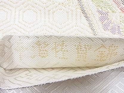 平和屋着物◎本箔佐賀錦 六通柄袋帯 鳳凰花絵皿 金糸 逸品 BAAK4019ns