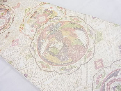 平和屋着物◎本箔佐賀錦 六通柄袋帯 鳳凰花絵皿 金糸 逸品 BAAK4019ns