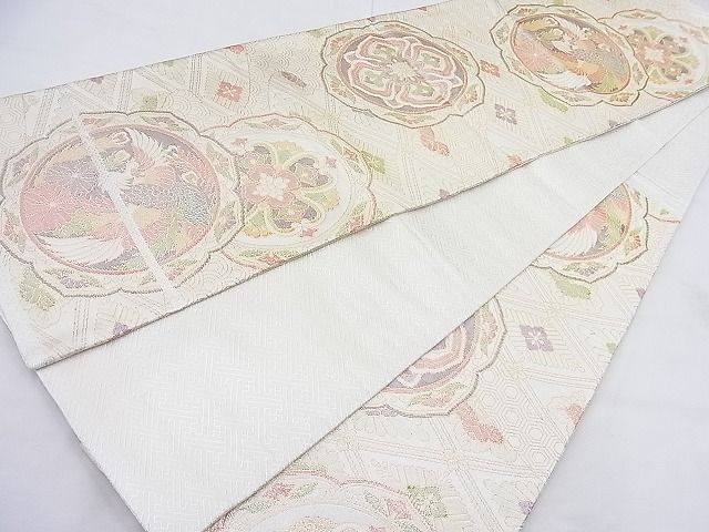 平和屋着物◎本箔佐賀錦 六通柄袋帯 鳳凰花絵皿 金糸 逸品 BAAK4019ns