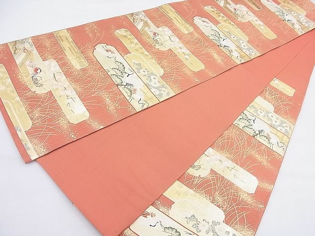 平和屋着物◎六通柄袋帯 織弓司 障壁花鳥紋様 金糸 逸品 BAAK4055ns