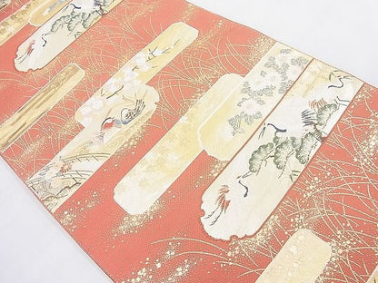 平和屋着物◎六通柄袋帯 織弓司 障壁花鳥紋様 金糸 逸品 BAAK4055ns