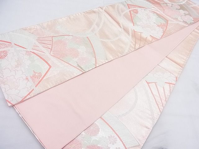 平和屋着物◎六通柄袋帯 唐織 扇面菊牡丹文 金銀糸 やまとオリジナル 逸品 BAAK5176ns