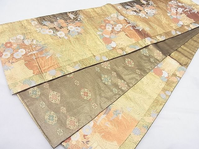 平和屋着物◎佐賀錦 六通柄袋帯 唐織 蒔絵献上文 金糸 逸品 BAAK5196ns