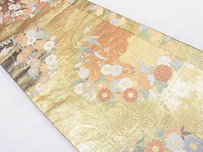 平和屋着物◎佐賀錦 六通柄袋帯 唐織 蒔絵献上文 金糸 逸品 BAAK5196ns