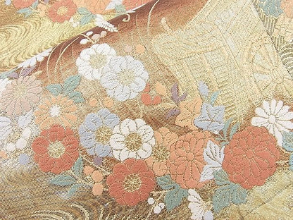 平和屋着物◎佐賀錦 六通柄袋帯 唐織 蒔絵献上文 金糸 逸品 BAAK5196ns