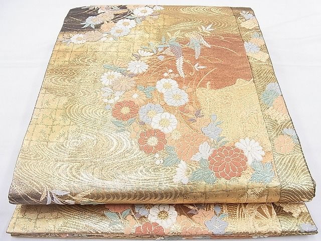 平和屋着物◎佐賀錦 六通柄袋帯 唐織 蒔絵献上文 金糸 逸品 BAAK5196ns