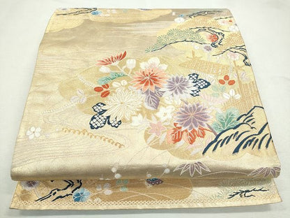 平和屋着物◎六通柄袋帯 清花茶屋辻文 金糸 逸品 CAAI1242ku