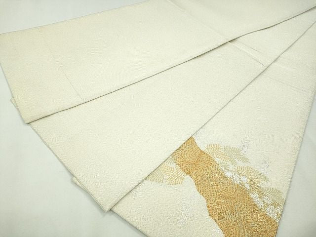 平和屋着物◎太鼓柄袋帯 流水草花文 金銀糸 逸品 CAAI1255ku