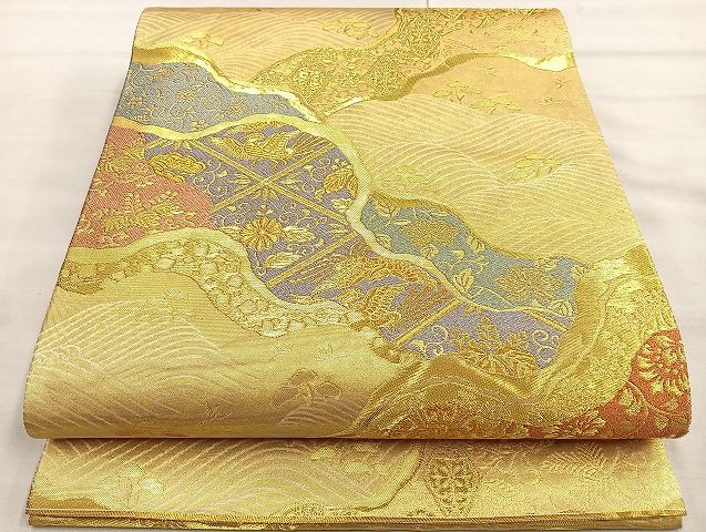 平和屋着物■六通柄袋帯 吉祥道長唐草華文 金糸 逸品 BAAK2386ea