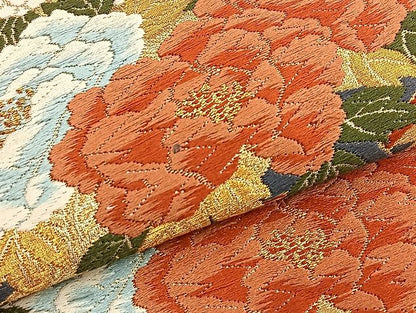 平和屋着物■六通柄袋帯 唐織 花車鶴松文 金糸 逸品 BAAK2388ea